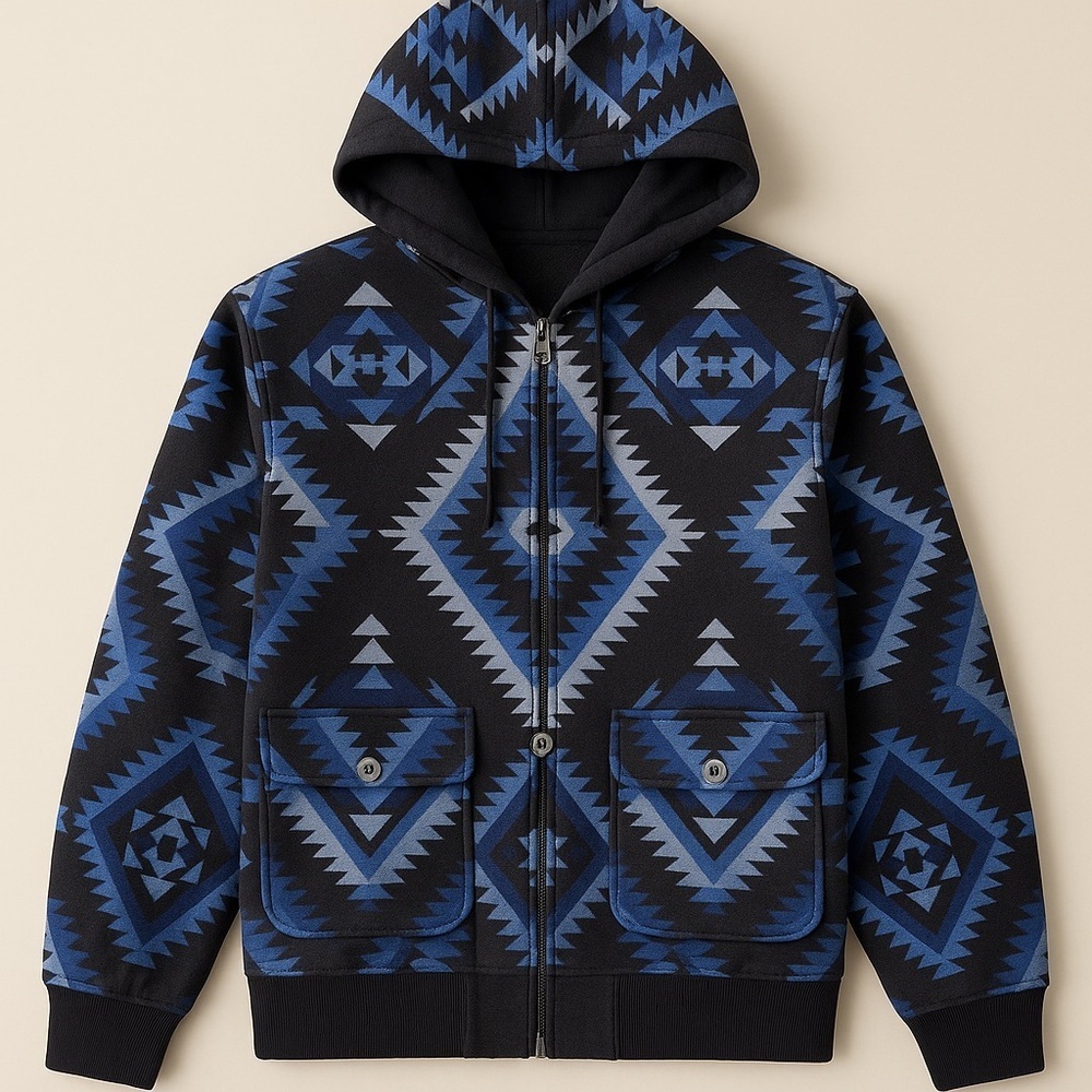 Ralph Lauren | Lauren Jeans Co. Blue Southwestern Shacket Hooded XS
